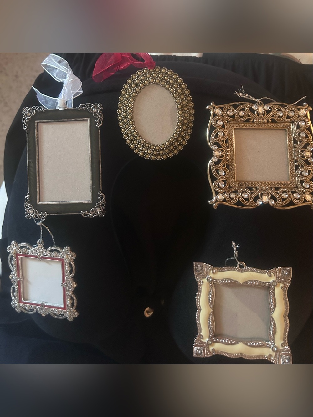 Set of five Ornate Mini Picture Frame Ornaments!